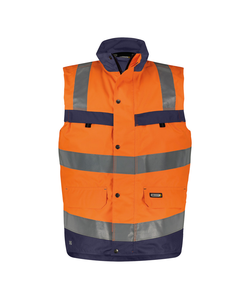 Hogezichtbaarheidsbodywarmer - FLUO-ORANJE/MARINEBLAUW