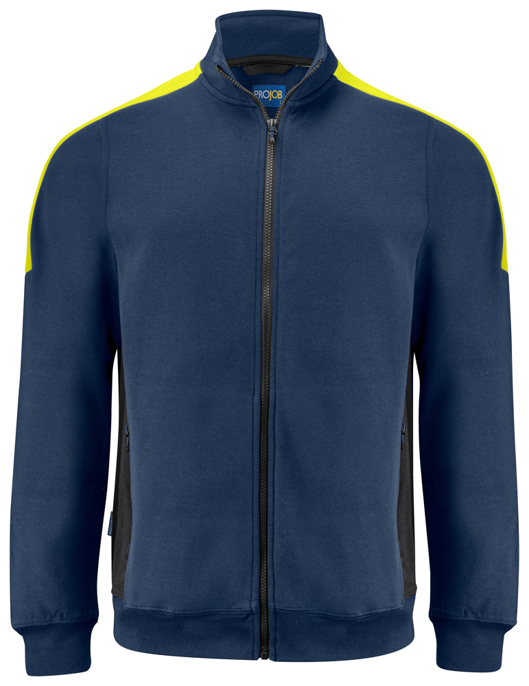 2129 SWEATER MET RITSSLUITING - Marine/Geel