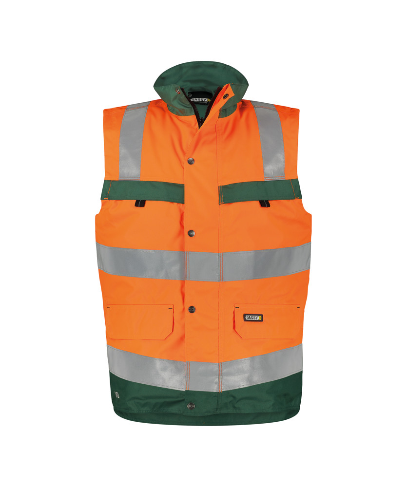 Hogezichtbaarheidsbodywarmer - FLUO-ORANJE/FLESSENGROEN