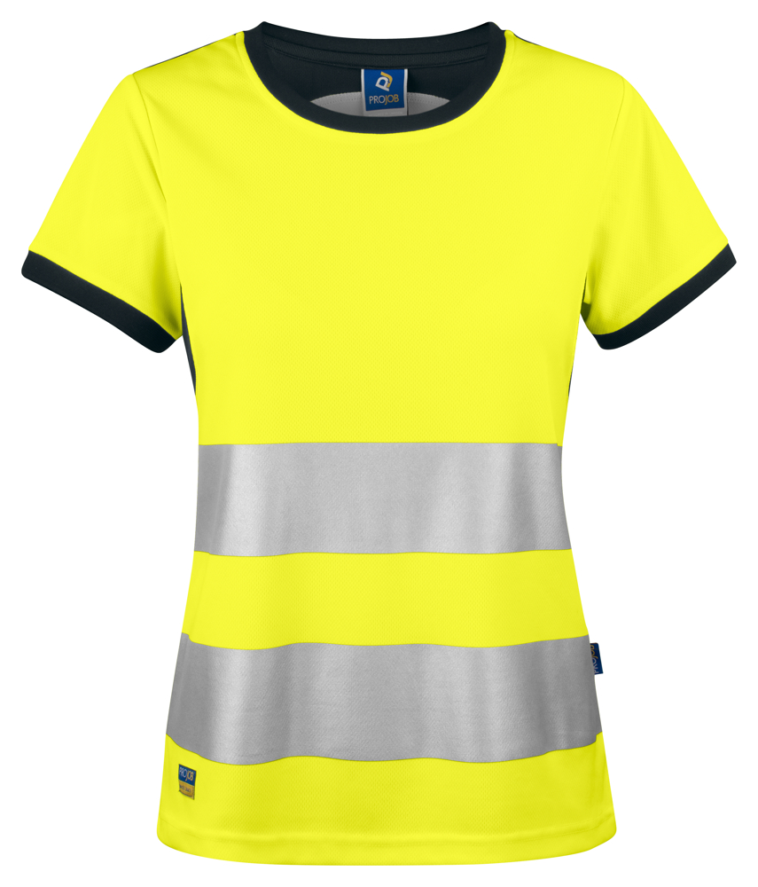 6012 SIGNALISATIET-SHIRT EN ISO 20471 KLASSE 2 DAMES - Geel/Zwart