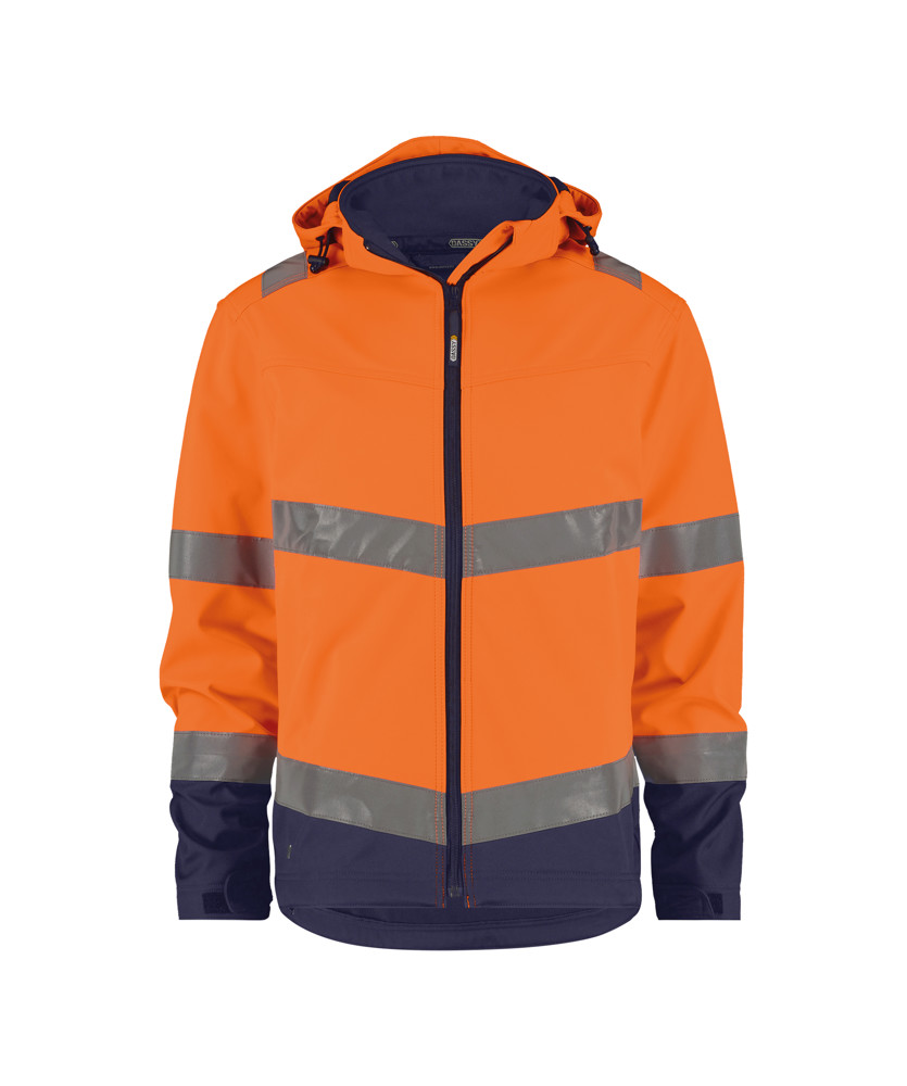 Hoge zichtbaarheidssoftshelljas - FLUO-ORANJE/MARINEBLAUW