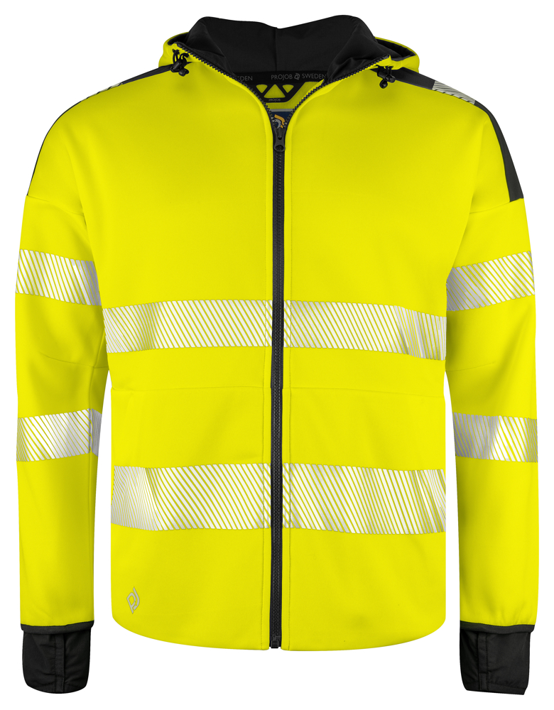 6110 SIGNALISATIEHOODIE EN ISO 20471 KLASSE 3 - Geel/Zwart