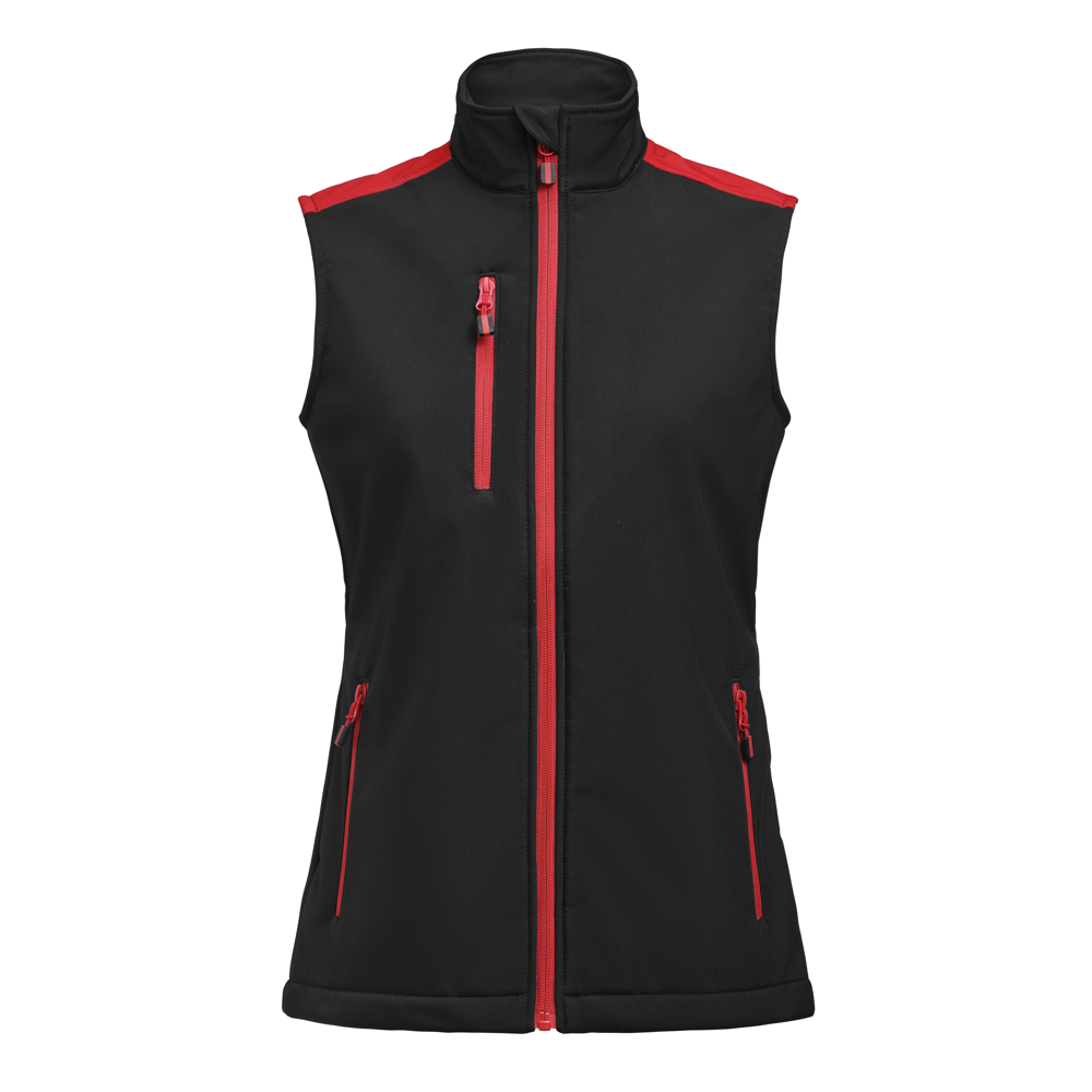 Prime Softshell Bodywarmer Dames - zwart/rood