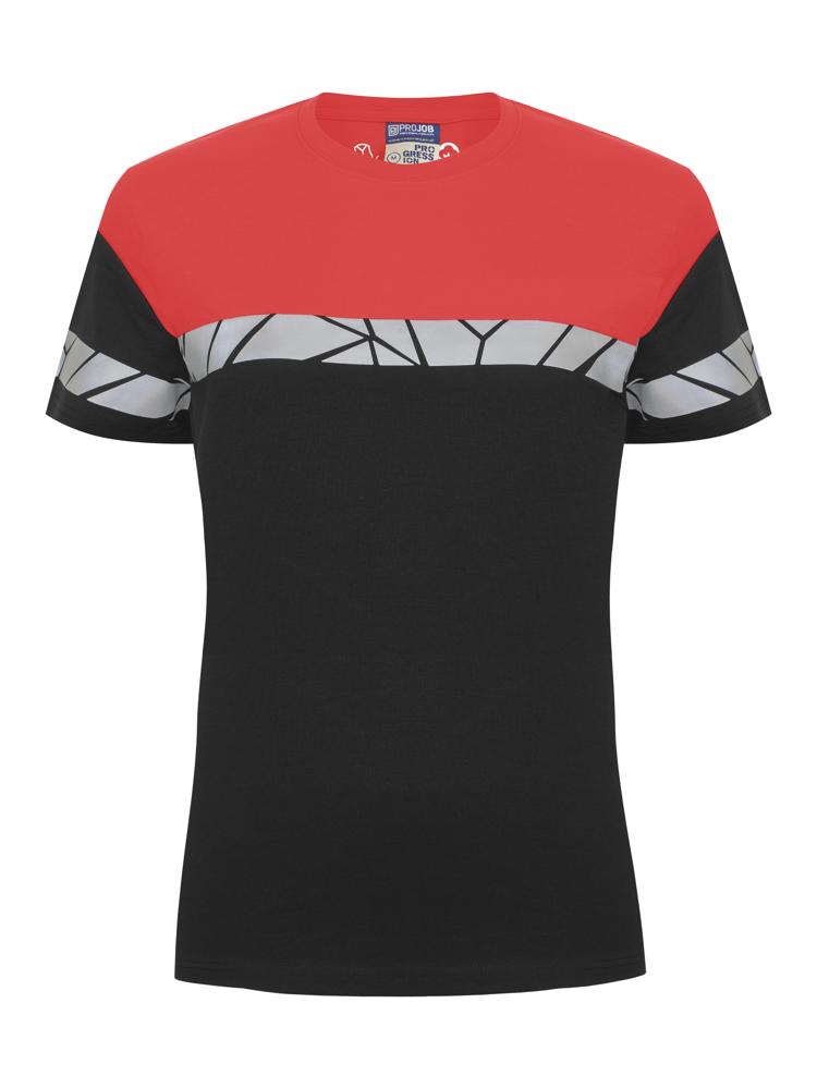7005 T-SHIRT DAMES - zwart/rood