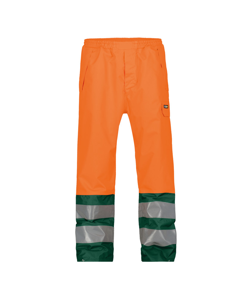 Hogezichtbaarheidsregenbroek - FLUO-ORANJE/FLESSENGROEN
