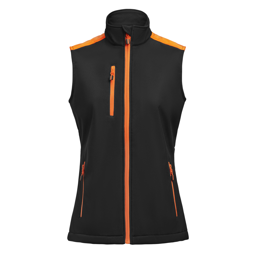 Prime Softshell Bodywarmer Dames - Zwart/Oranje