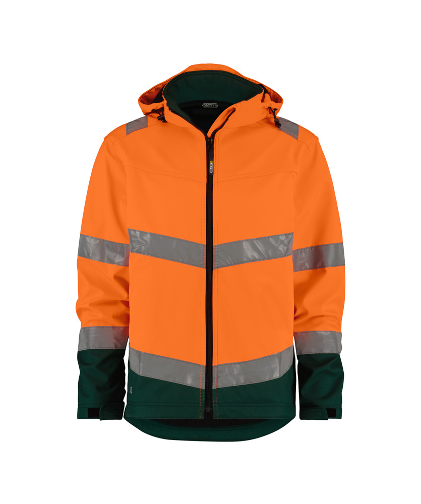 Hoge zichtbaarheidssoftshelljas - FLUO-ORANJE/FLESSENGROEN