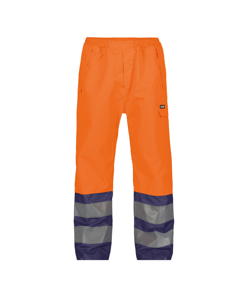 Hogezichtbaarheidsregenbroek - FLUO-ORANJE/MARINEBLAUW