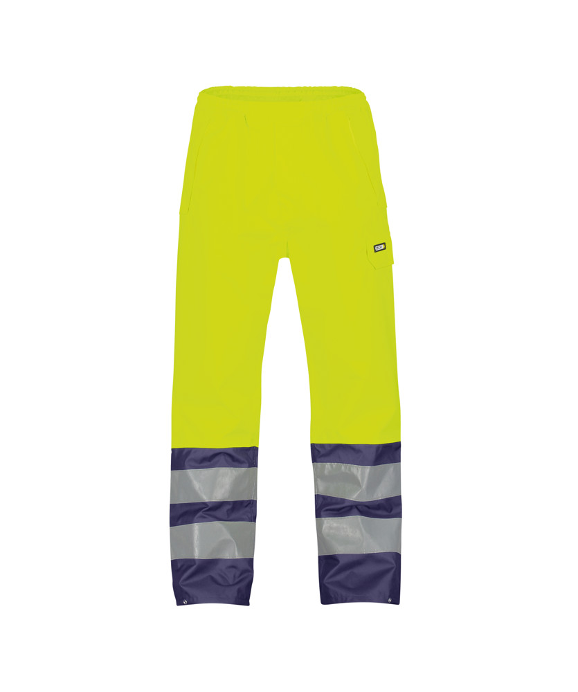 Hogezichtbaarheidsregenbroek - FLUOGEEL/MARINEBLAUW